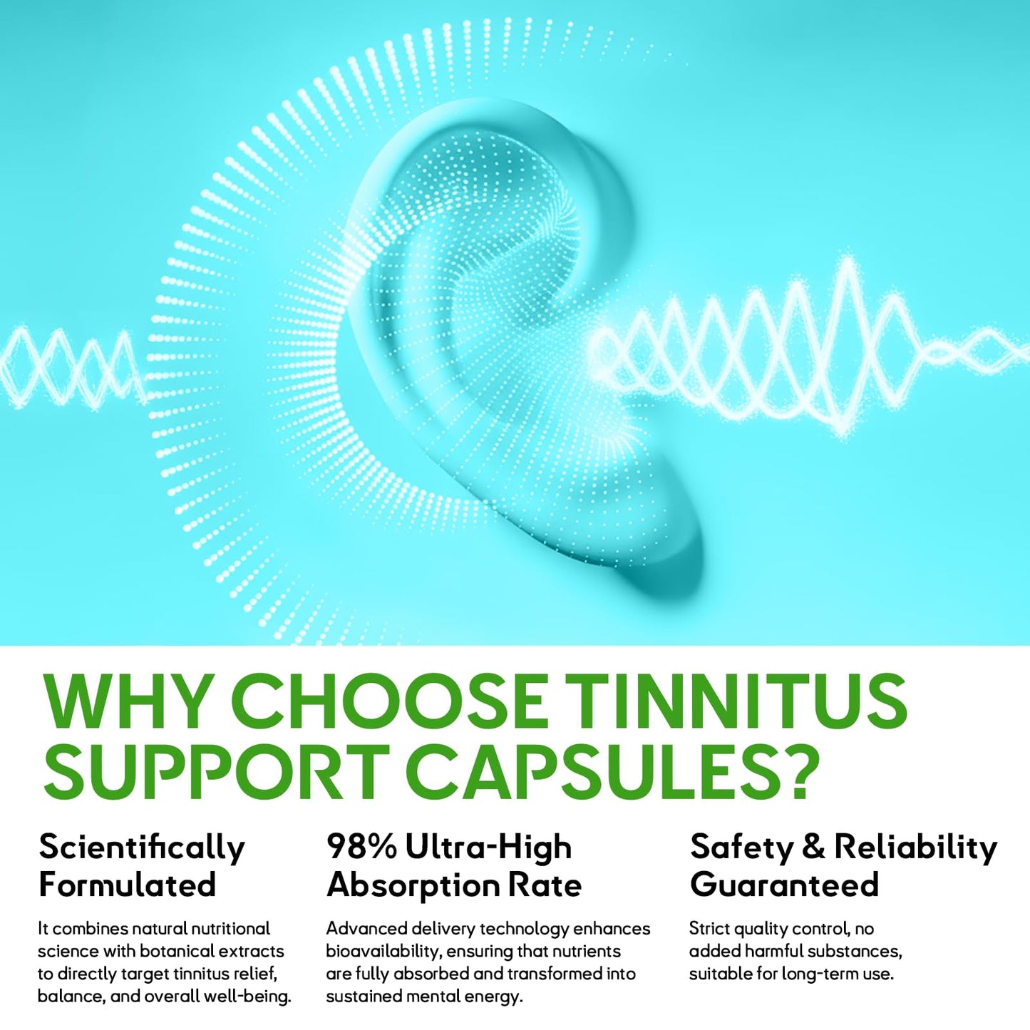 CelluTech Advanced Tinnitus Relief for Ringing Ears Supplement 1200MG, Supports Hearing Loss & Ear Health, 120 Capsules