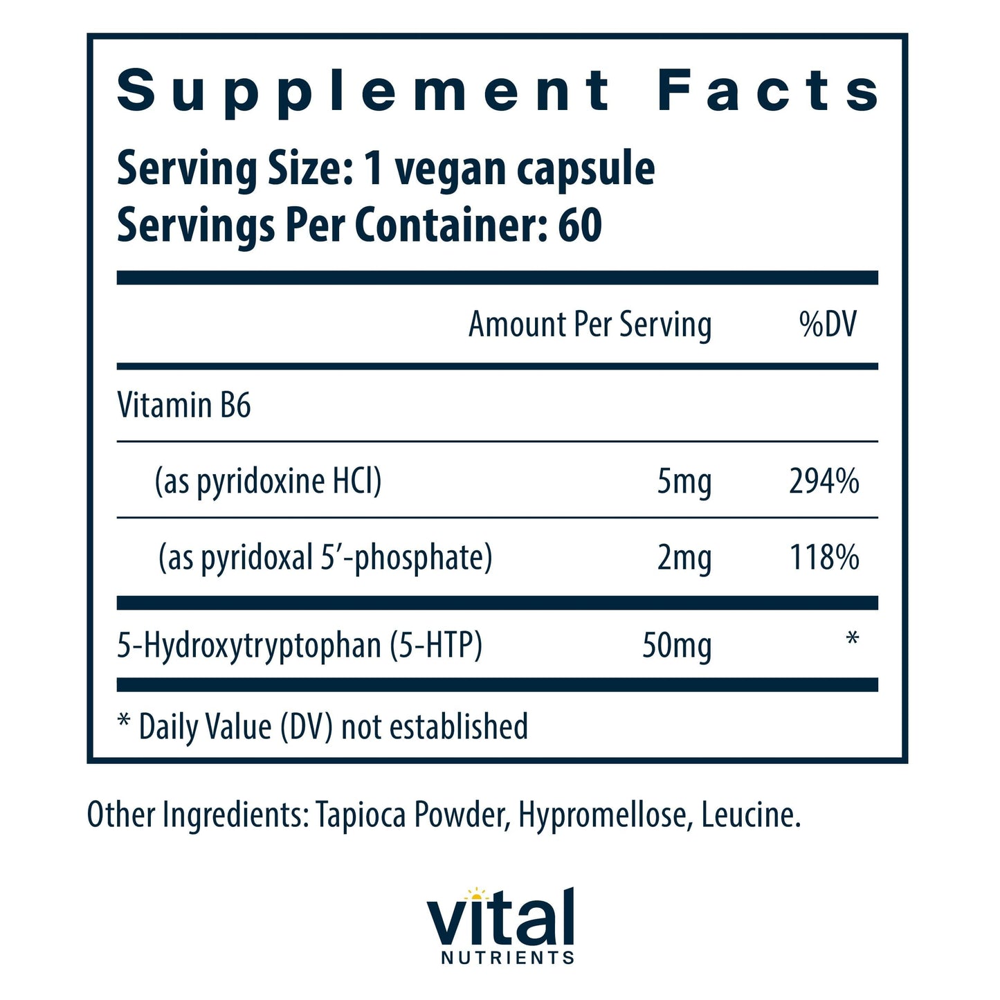 Vital Nutrients 5-HTP 50mg 60 Capsules