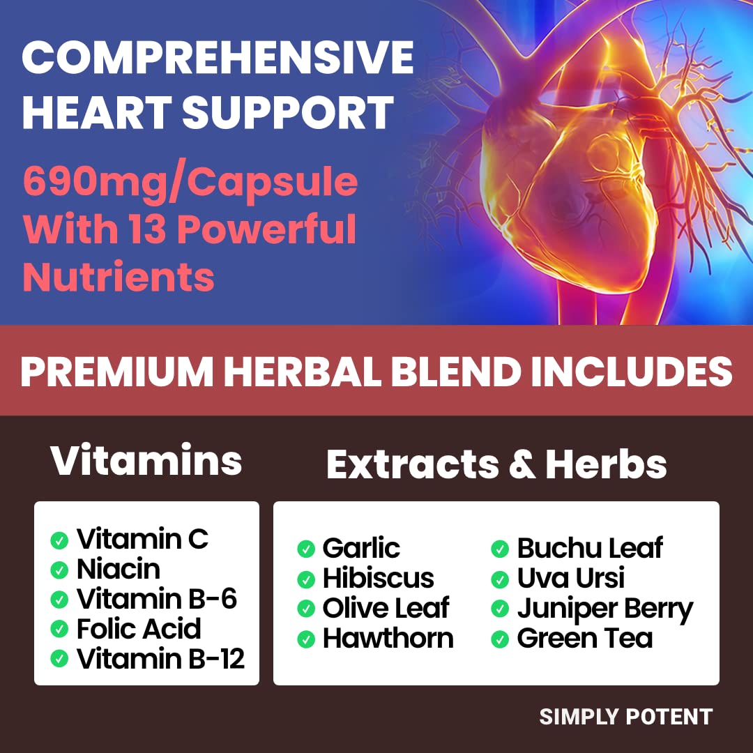 Simply Potent Blood Pressure Support Supplements 90 Capsules