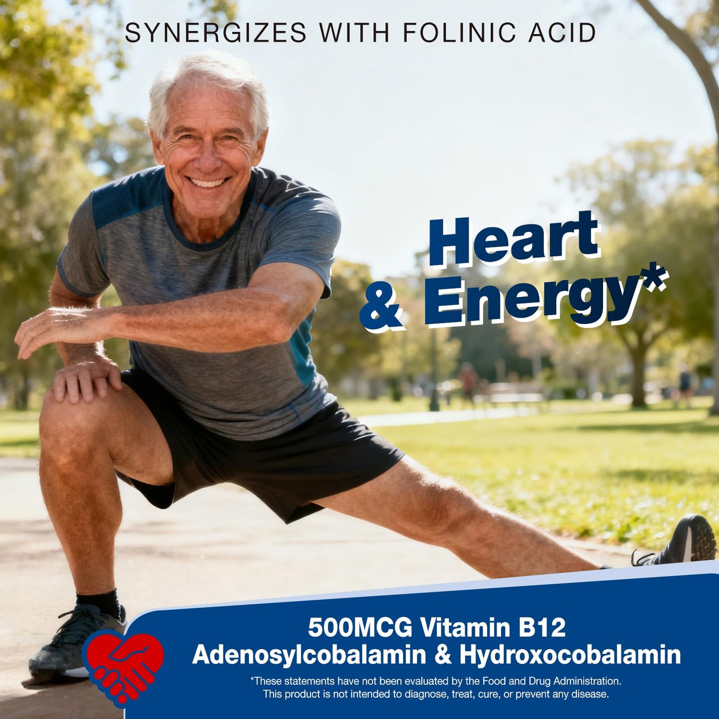 NATISLAND Active Folate (Folinic Acid 1000 mcg) + B12 500 mcg (Adenosyl & Hydroxo) Capsule, 90 Count