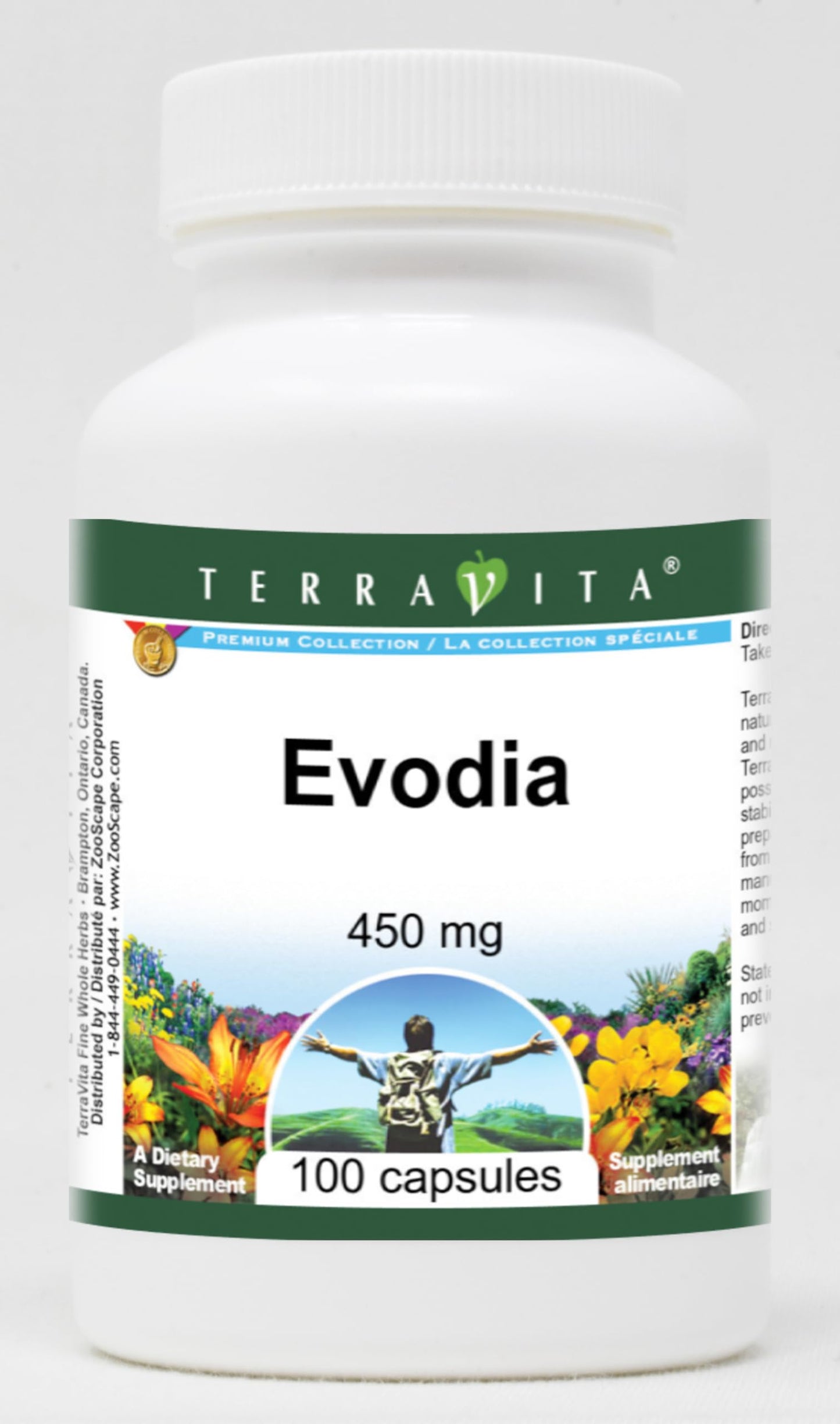 Terravita Evodia 450 mg Capsules, 100 Count