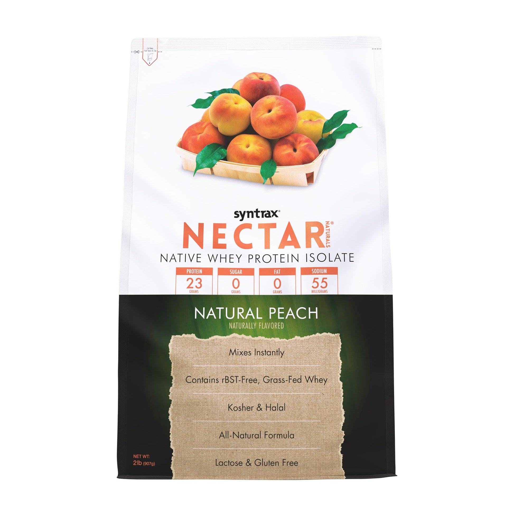 Syntrax Nectar Naturals All Natural Whey Protein Isolate Powder, Natural Peach, 32 Servings