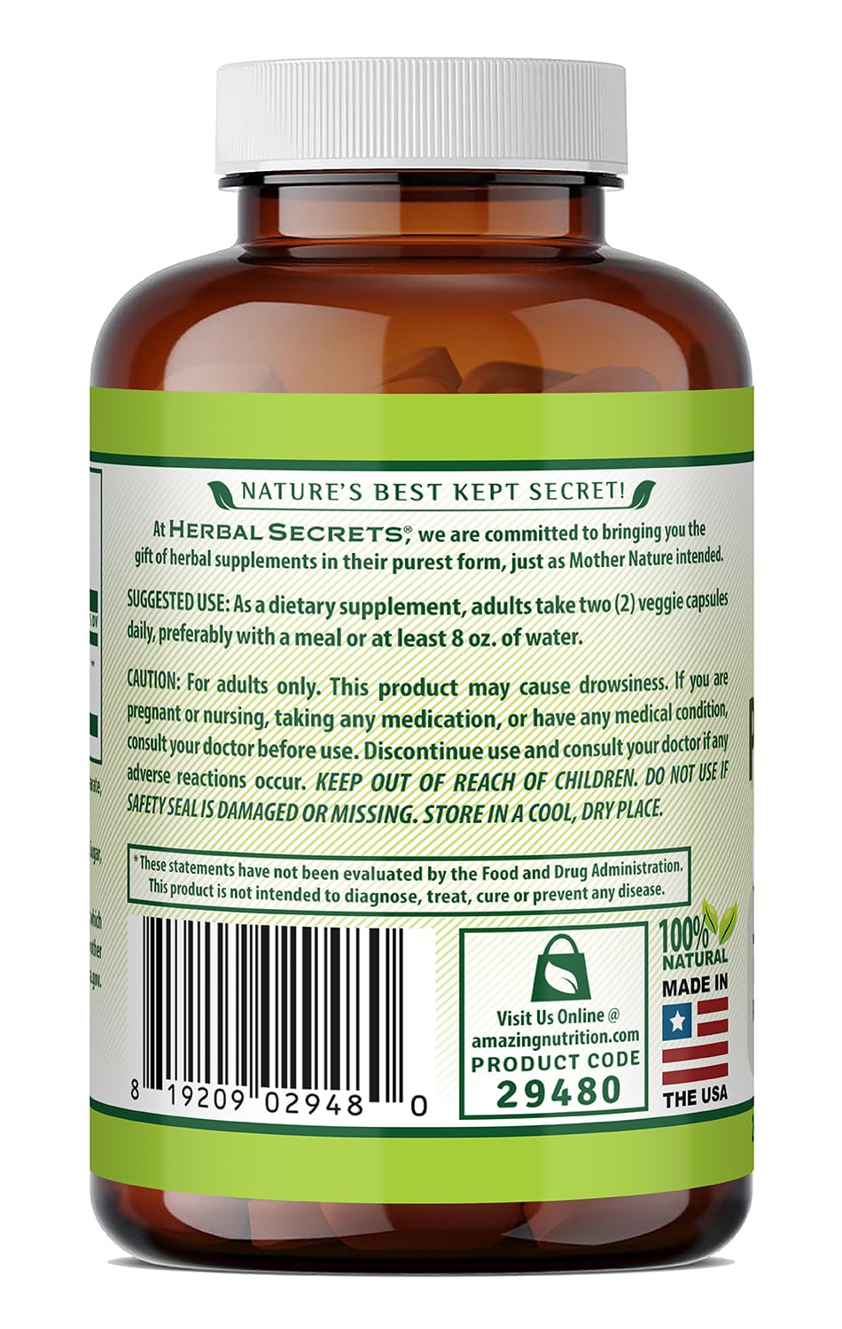Herbal Secrets Passion Flower 700 Mg Capsules, 240 Count