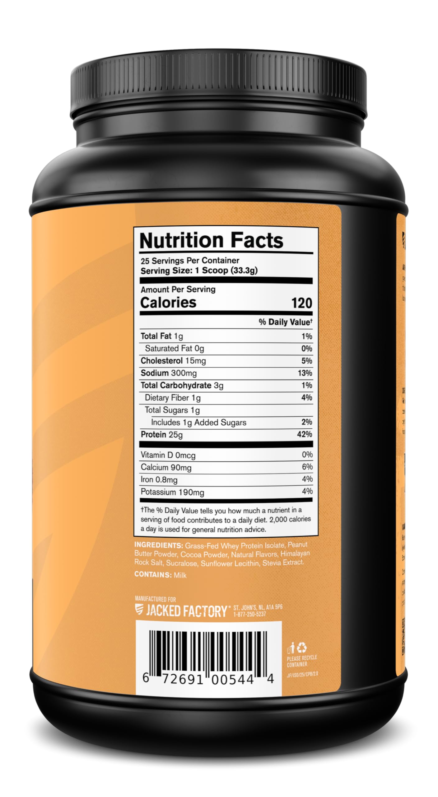 Jacked Factory Authentic ISO Grass Fed Whey Protein Isolate Powder, 25 Servings