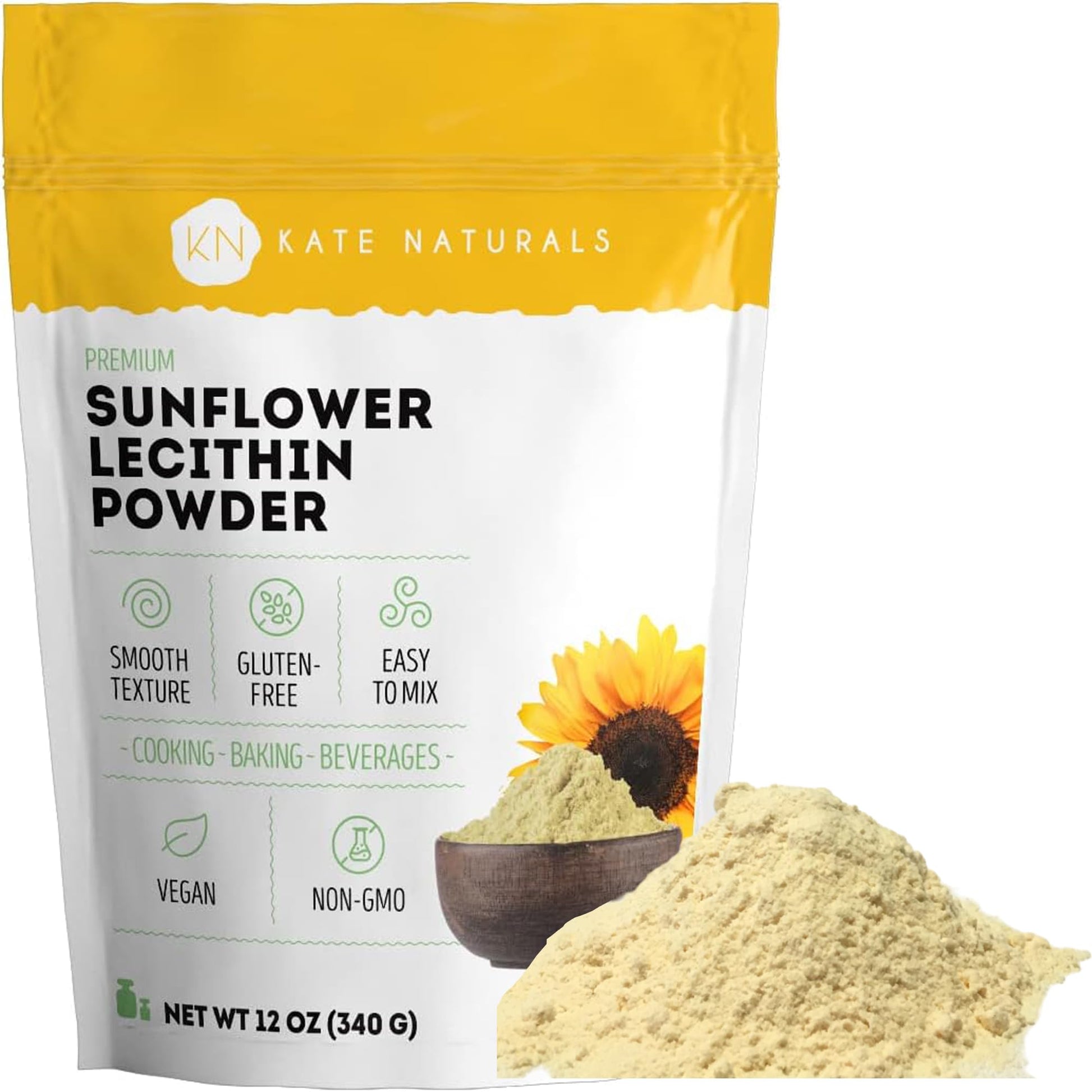 Kate Naturals Sunflower Lecithin Powder, 12 Ounce