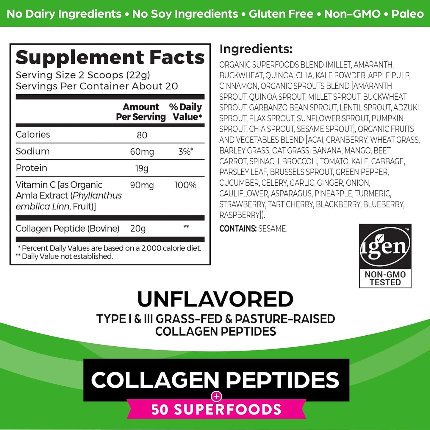 Orgain Hydrolyzed Collagen Powder, 100