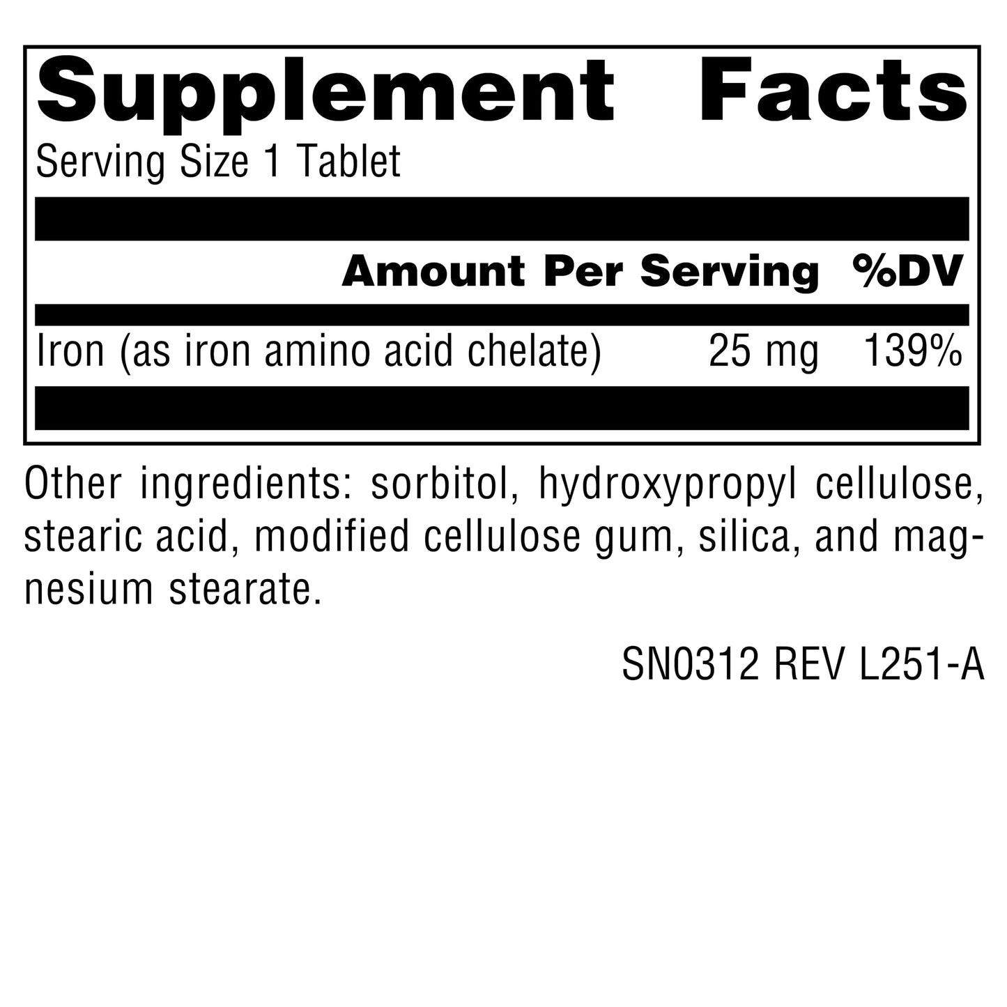 Source Naturals Iron, Amino Acid Chelate 25mg 100 Tablets