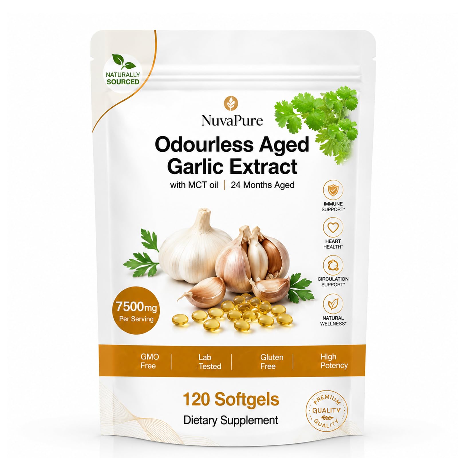 Vibro Band Nuvapure Aged Garlic 24-Month Aged Garlic Extract Odorless Heart & Cholesterol Support Softgel 1 Count