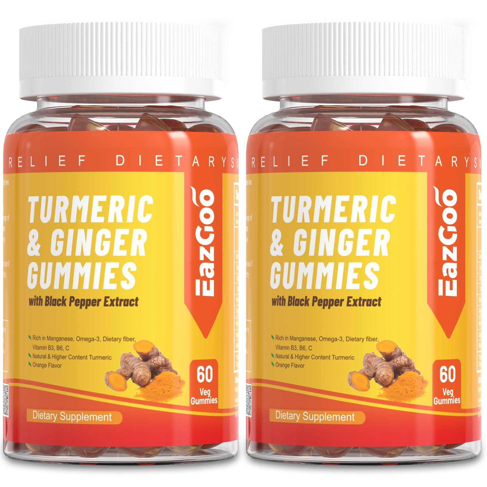 EAZGOO Turmeric Curcumin Gummies, 120 Count