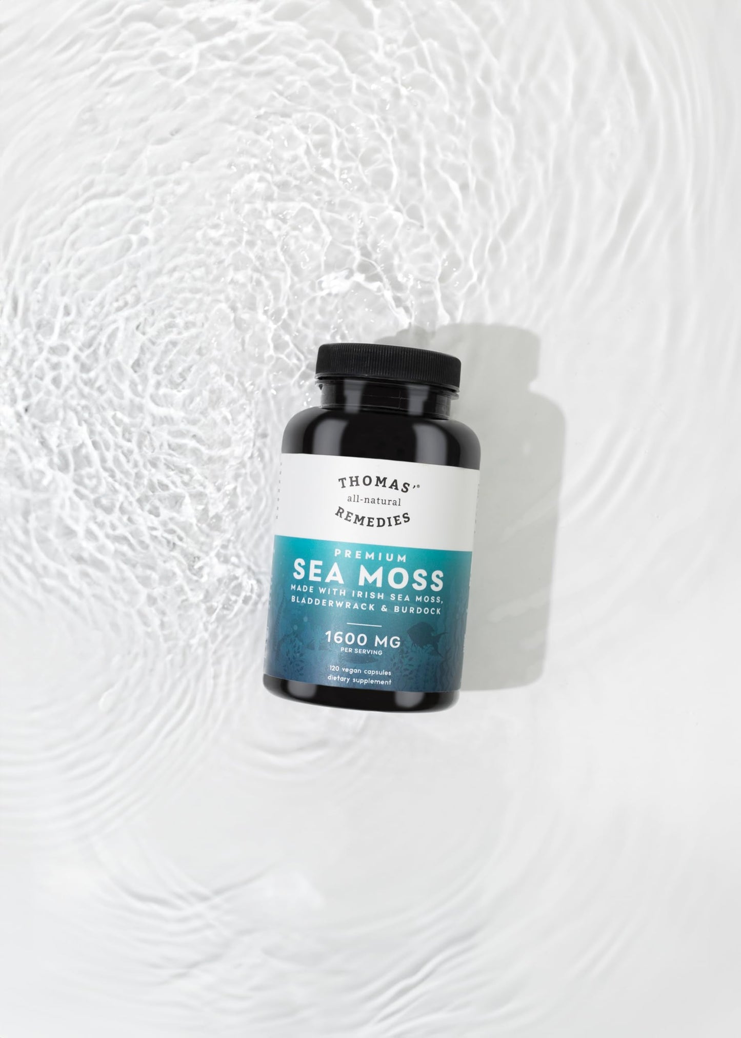 Thomas' all-natural Remedies Irish Sea Moss Capsules with Bladderwrack & Burdock Root Organic for Gut Health, Digestion, Energy & Immune Support, 120 Capsules