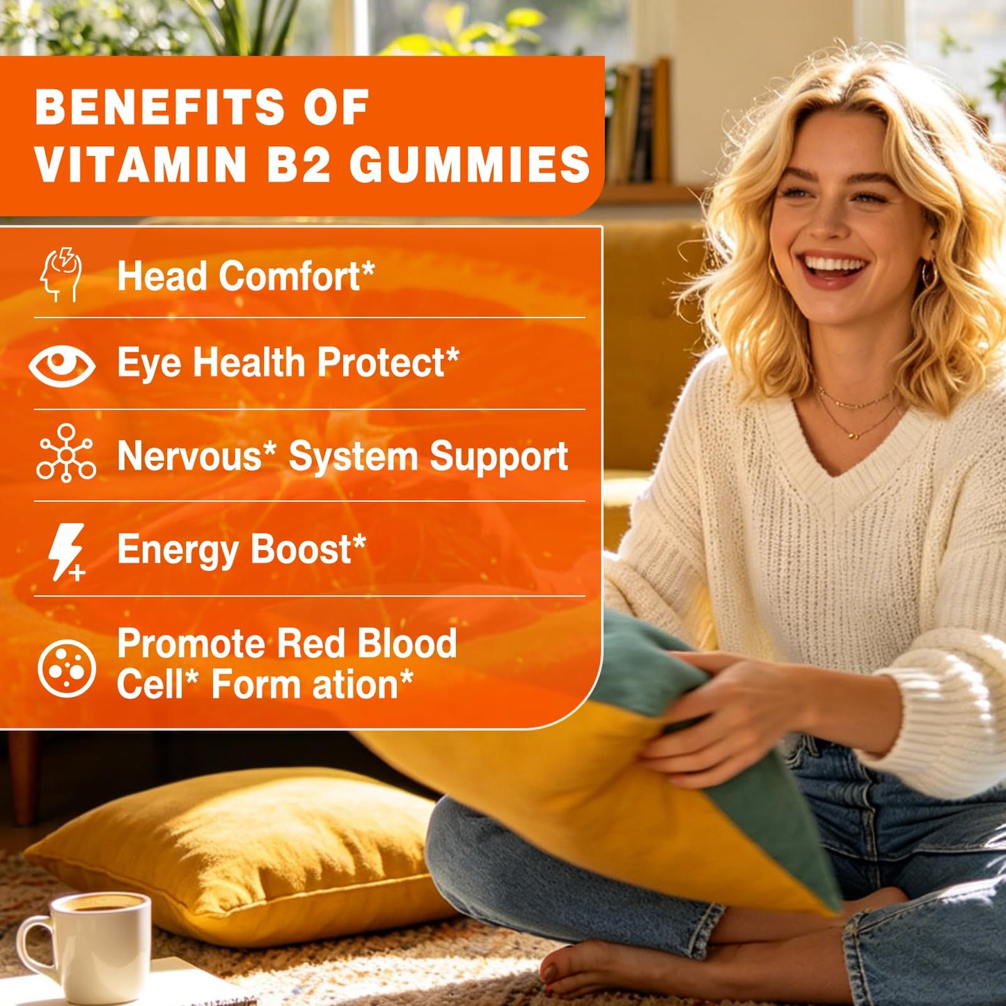 OALSE Liposomal Vitamin B2 Gummies Riboflavin 400mg with Magnesium Glycinate & CoQ10, 60 Count