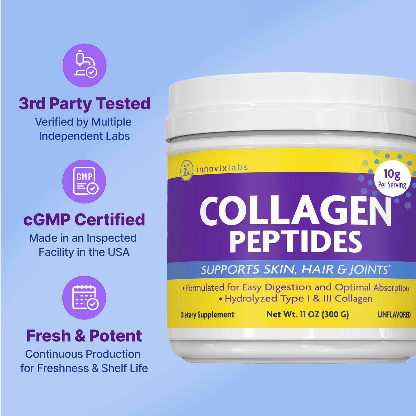 InnovixLabs Collagen Peptides Powder 14.29 Ounce Pack of 1