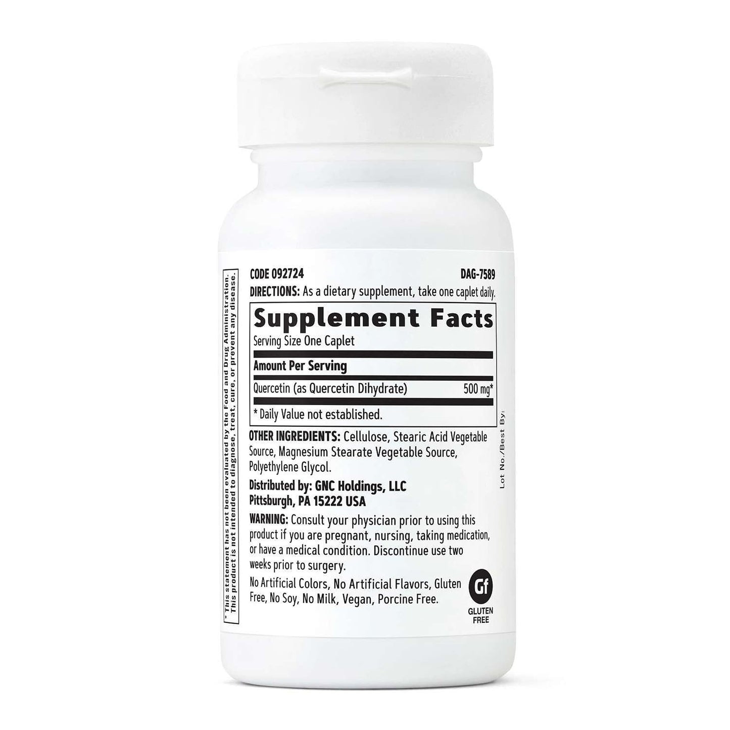 GNC Quercetin 500mg Caplets, 60 Count
