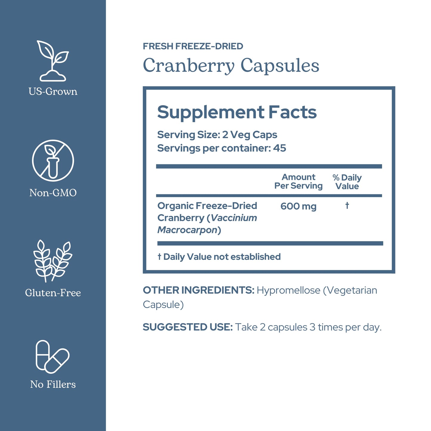 Eclectic Institute Premium Freeze Dried Cranberry Capsules, Urinary Tract Support, 90 Count