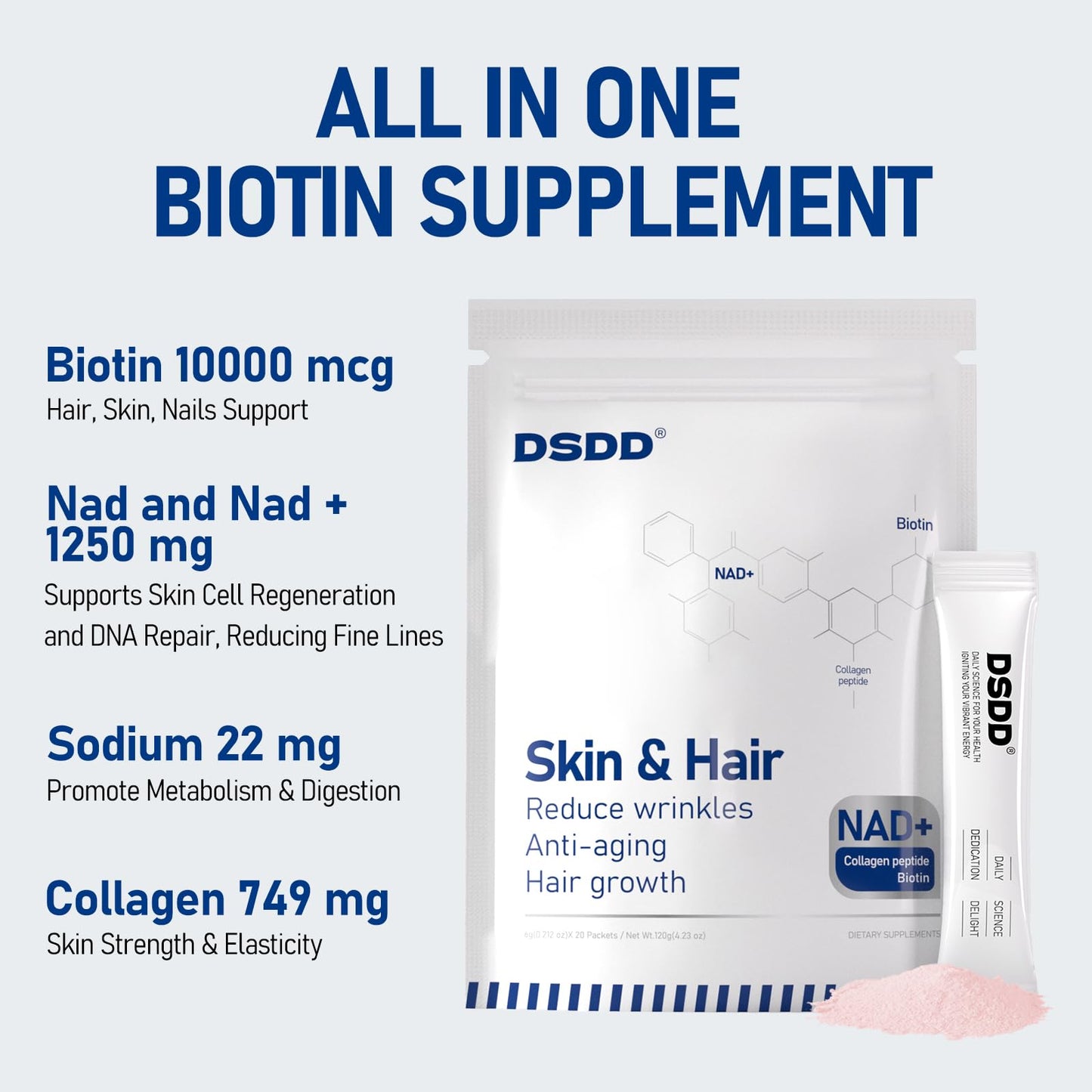 DSDD Biotin Supplements Powder 8.46 oz