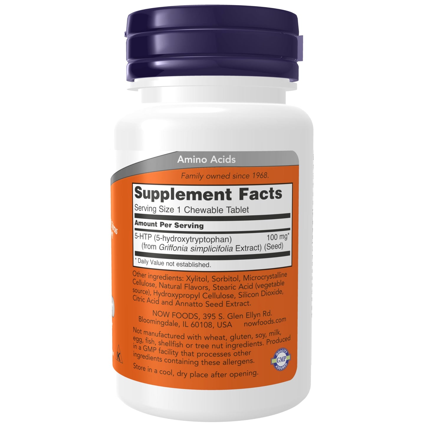 NOW Foods 5-HTP (5-hydroxytryptophan) 100 mg Chewables, 90 Count