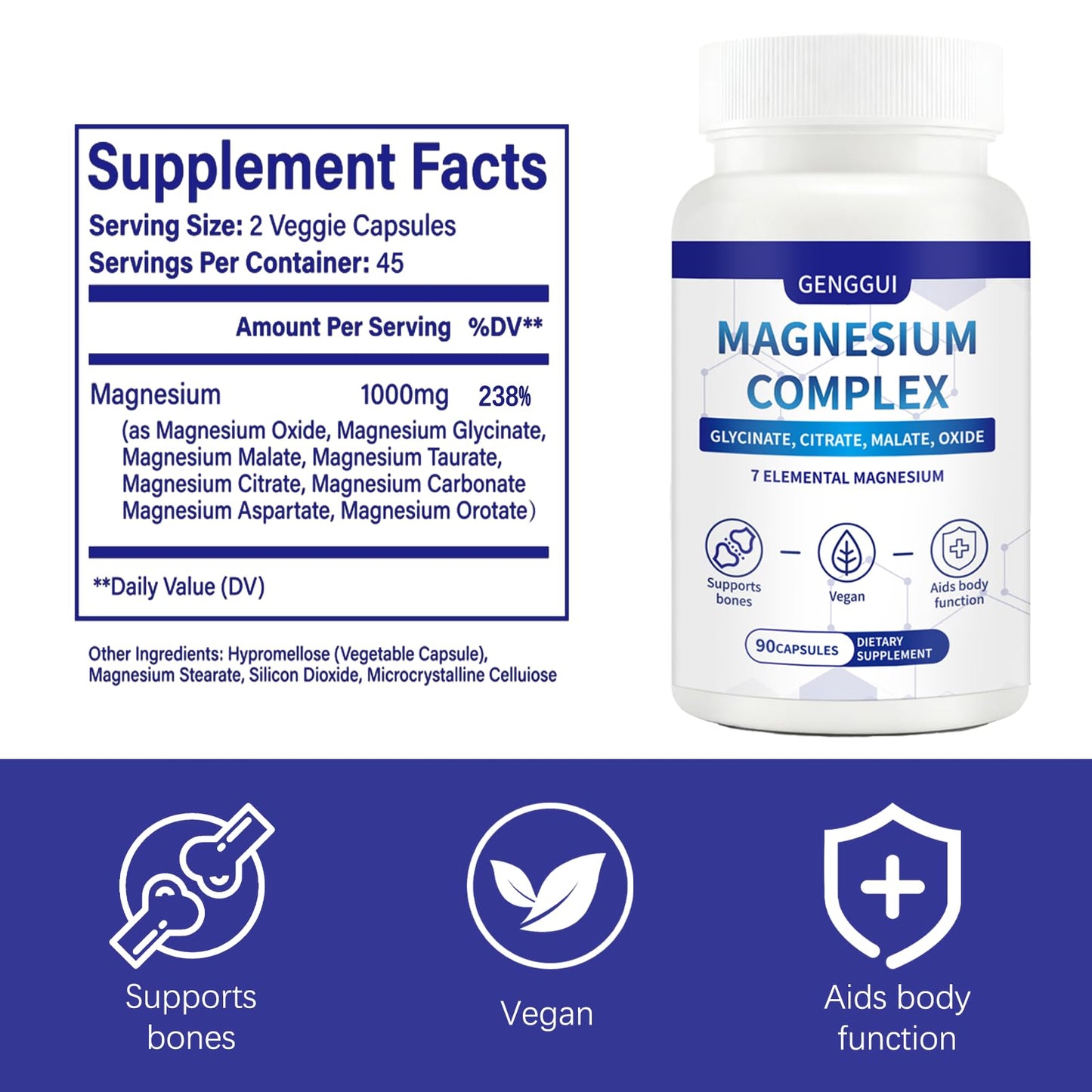 CellJuvMax Magnesium Complex 1000mg 7-in-1 Capsule, 90 Count