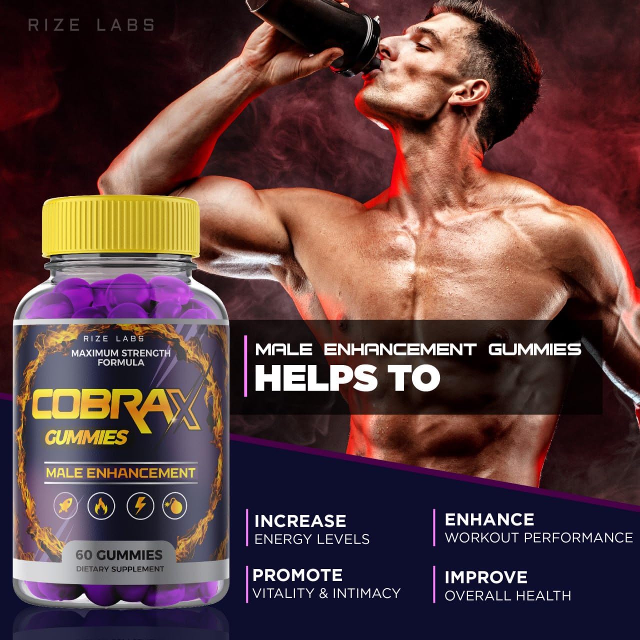 Rize Labs CobraX Gummies for Men 180 Gummies