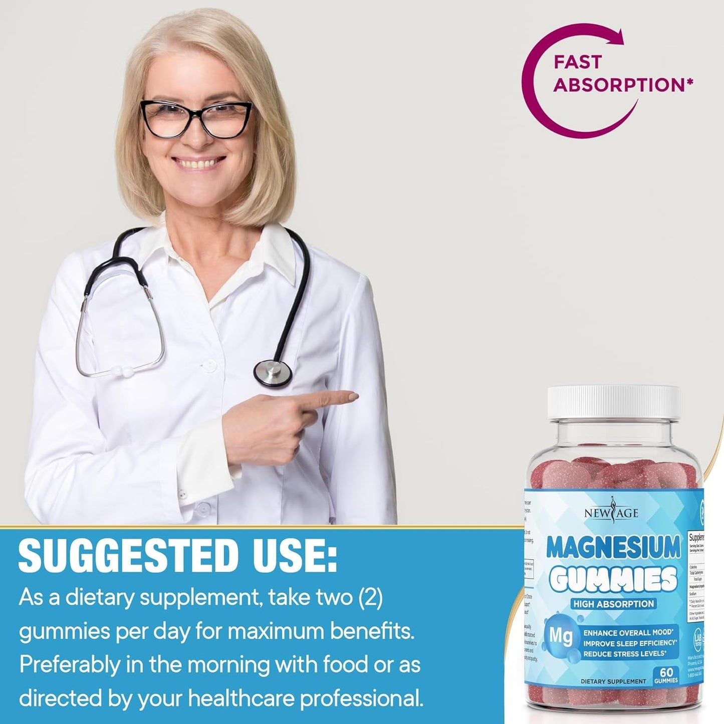 New Age Magnesium Gummies Gummy 60 Count
