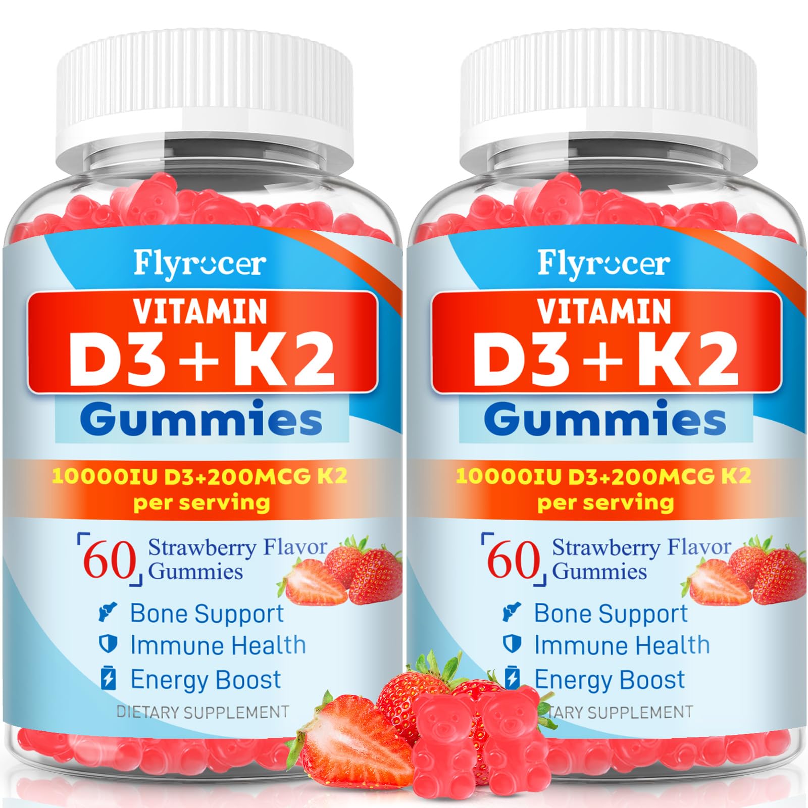 Flyrocer Sugar Free Vitamin D3 K2 Gummies 120 Count