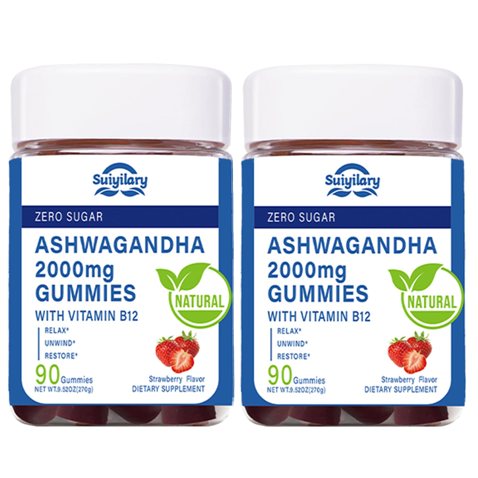 Suiyilary Ashwagandha High Strength Root Extract with Vitamin B12 Gummies 180 Gummies
