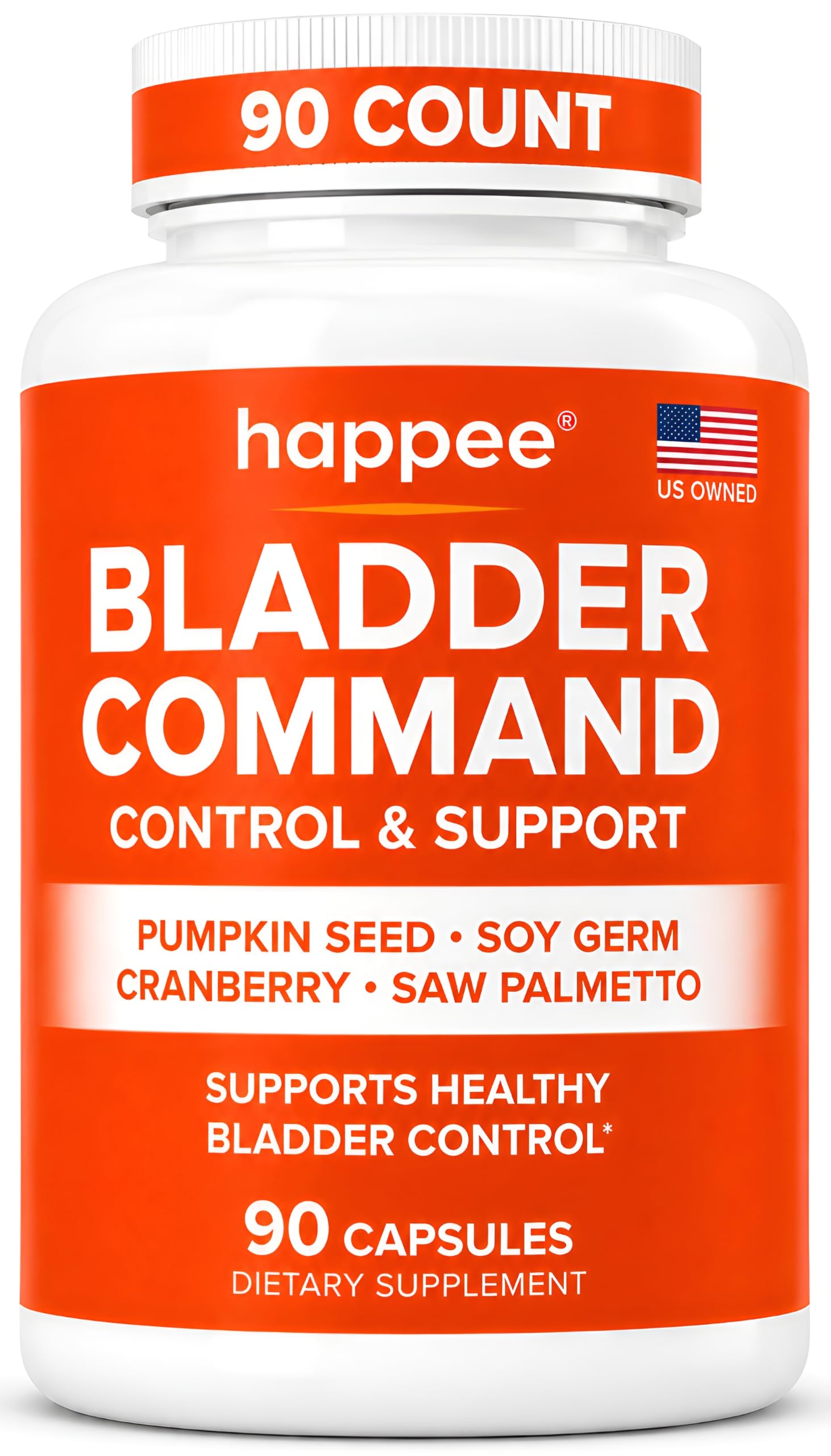 Happee Bladder Control Supplement for Women & Men 1,220mg Urinary Support Capsule 90 Count