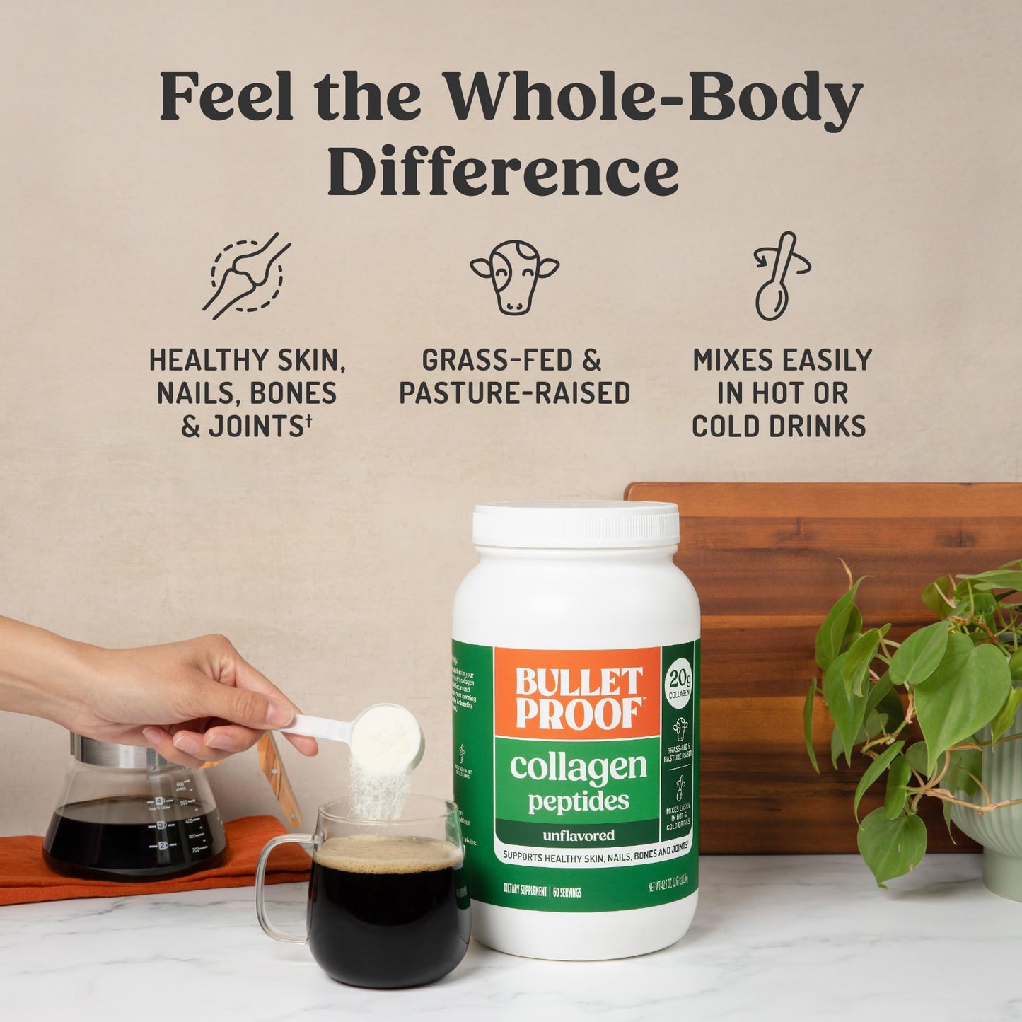 Bulletproof Grass-Fed Collagen Peptides Powder, Unflavored, 42.3 Ounces
