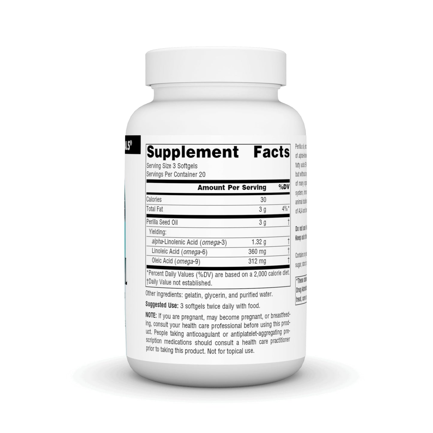 Source Naturals Perilla Oil Source of Plant-Based Omega-3 Fatty Acids, 1000 mg Softgels, 60 Count