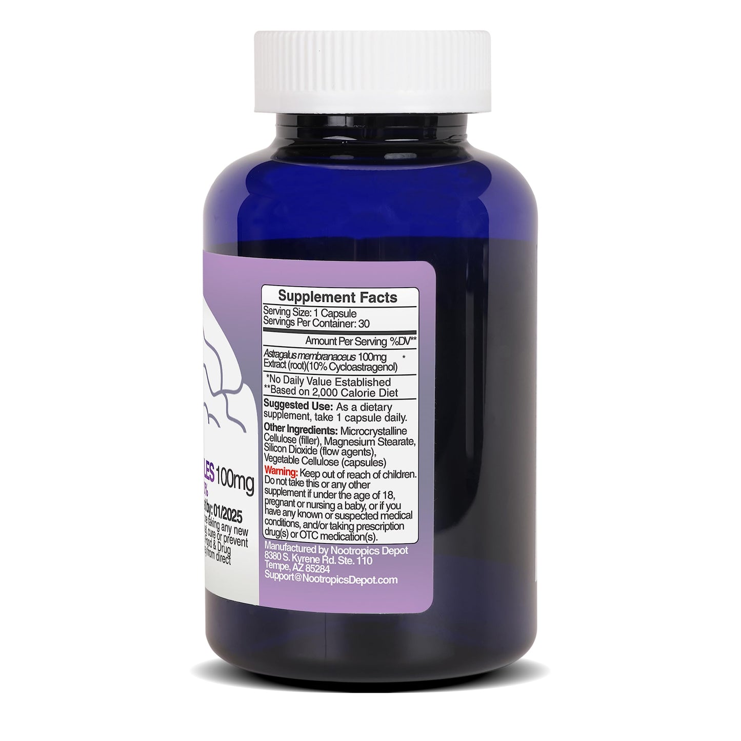 Nootropics Depot Cycloastragenol 10% 100mg Capsules, 30 Count