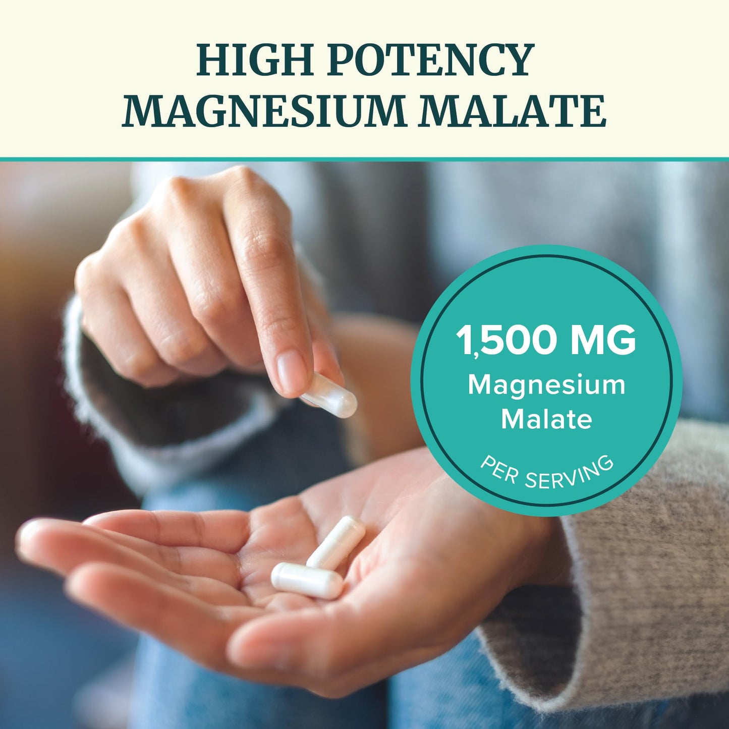 Nobi Nutrition Magnesium Malate 1500MG Capsules, 90 Count