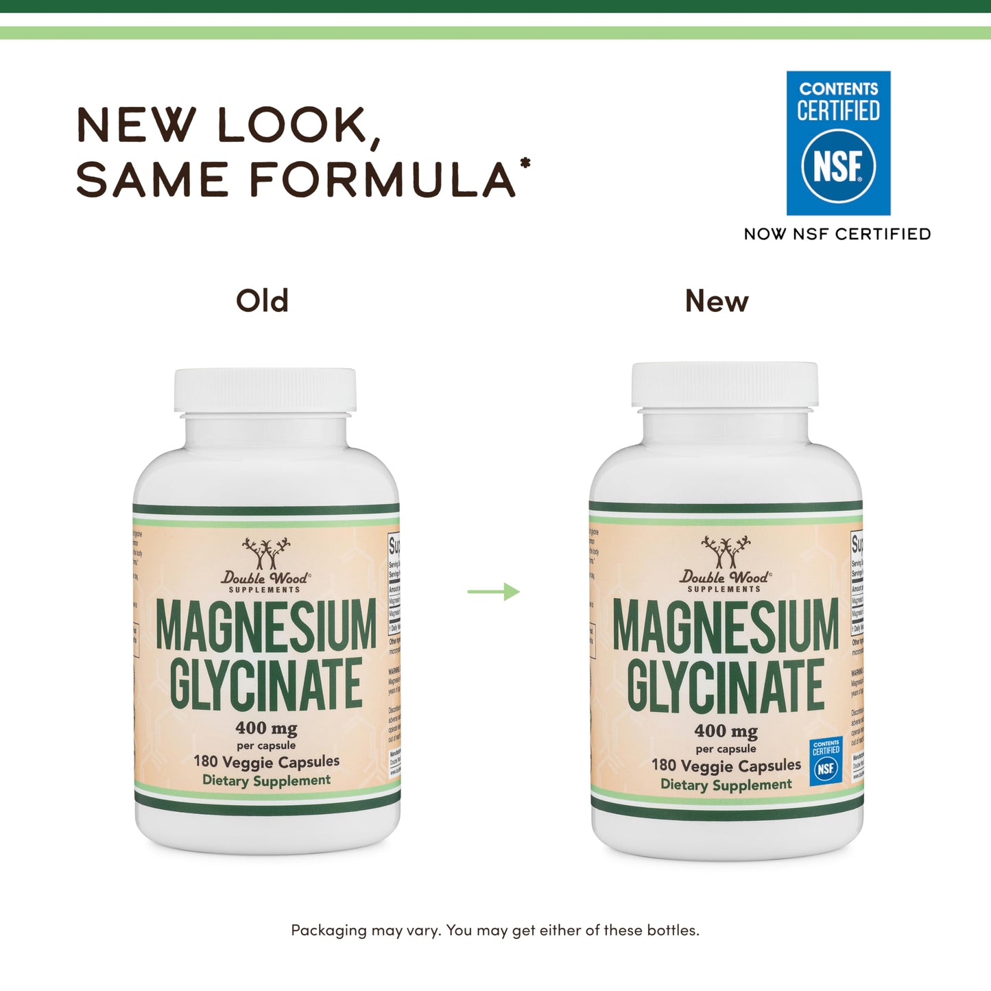 Double Wood Supplements Magnesium Glycinate 400mg Capsule 180 Count