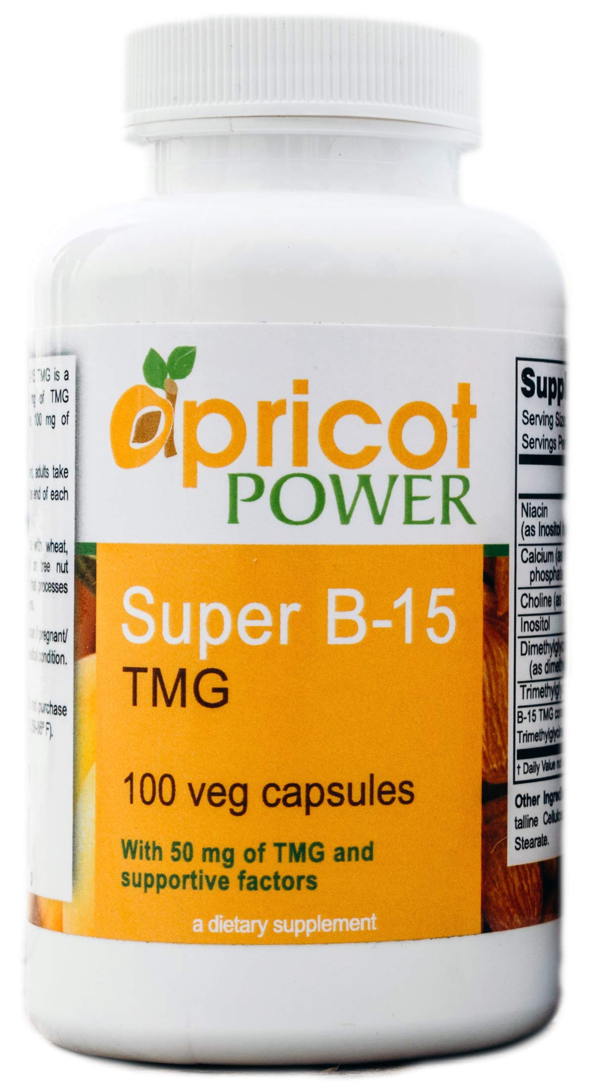 Apricot Power Super B-15 Non Toxic Pangamic Acid - Health Oxygen Levels & Energy Capsules, 100 Count