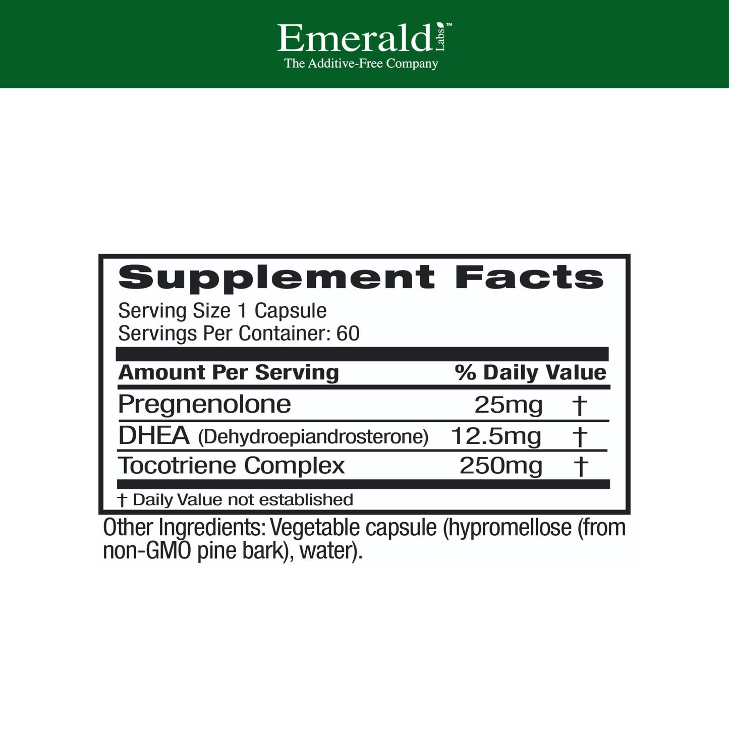 Ultra Botanicals Emerald Labs DHEA 25mg, 60 Vegetable Capsules