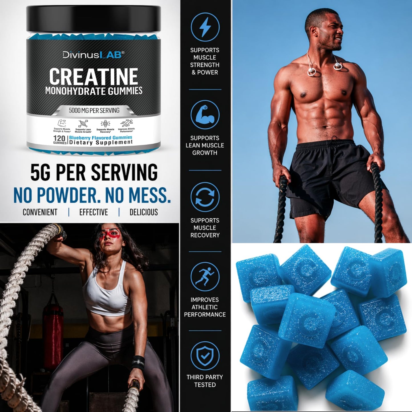 DivinusLab Creatine Monohydrate Gummies 120 Count