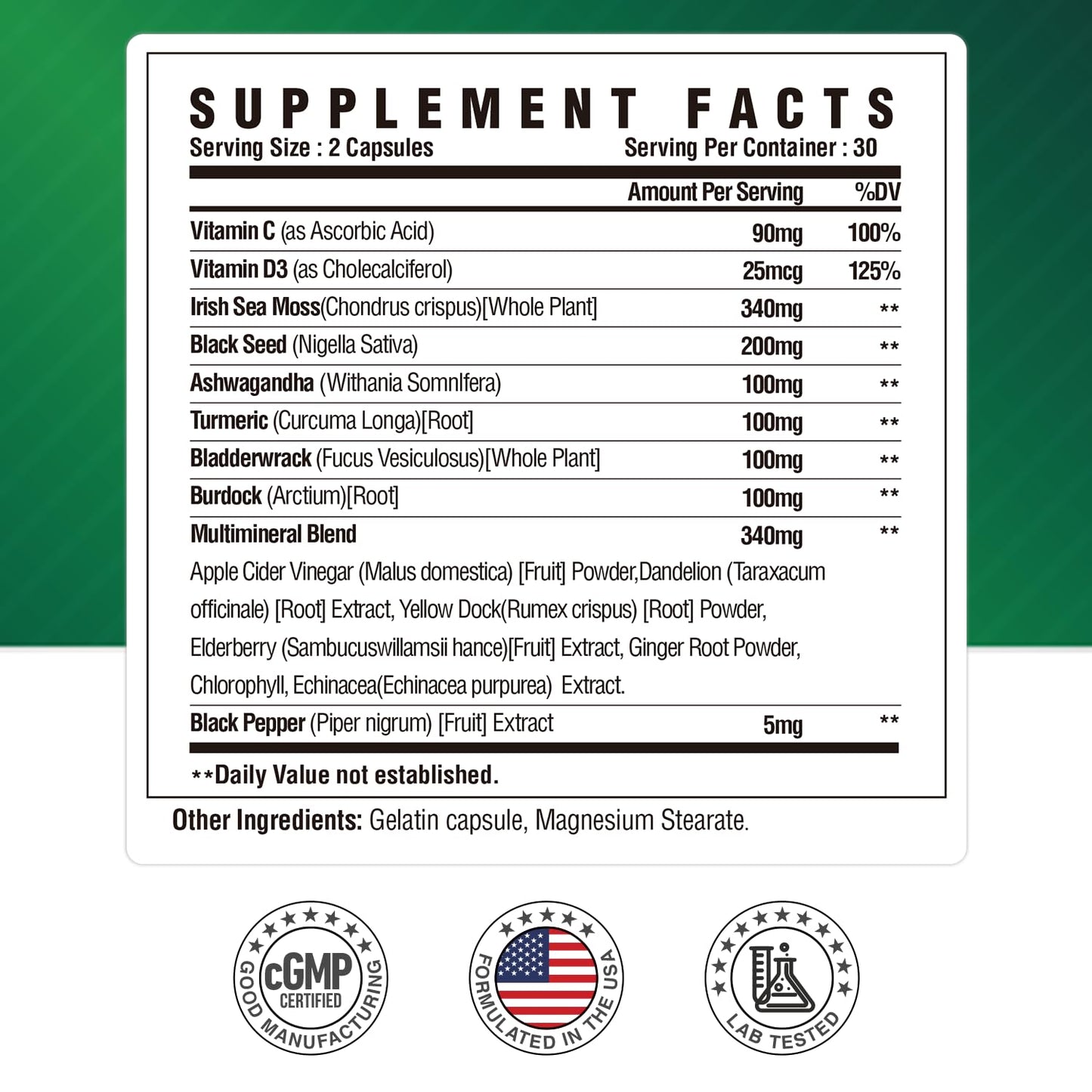 NUTRI POTENTIA Sea Moss Capsules Capsule, 60 Count