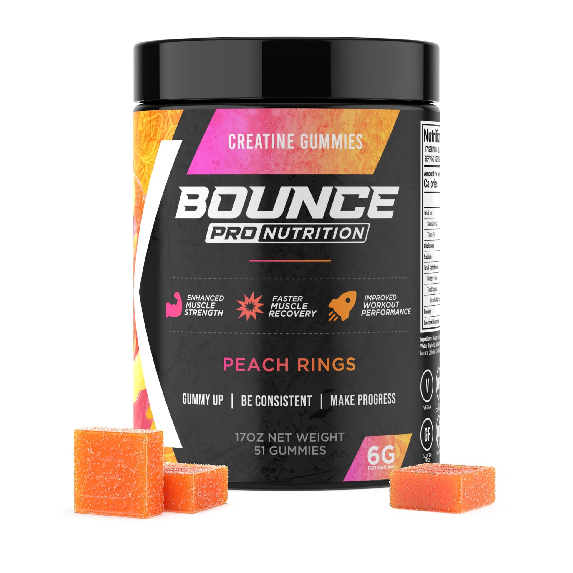 Bounce Pro Creatine Monohydrate Gummies, 51 Count