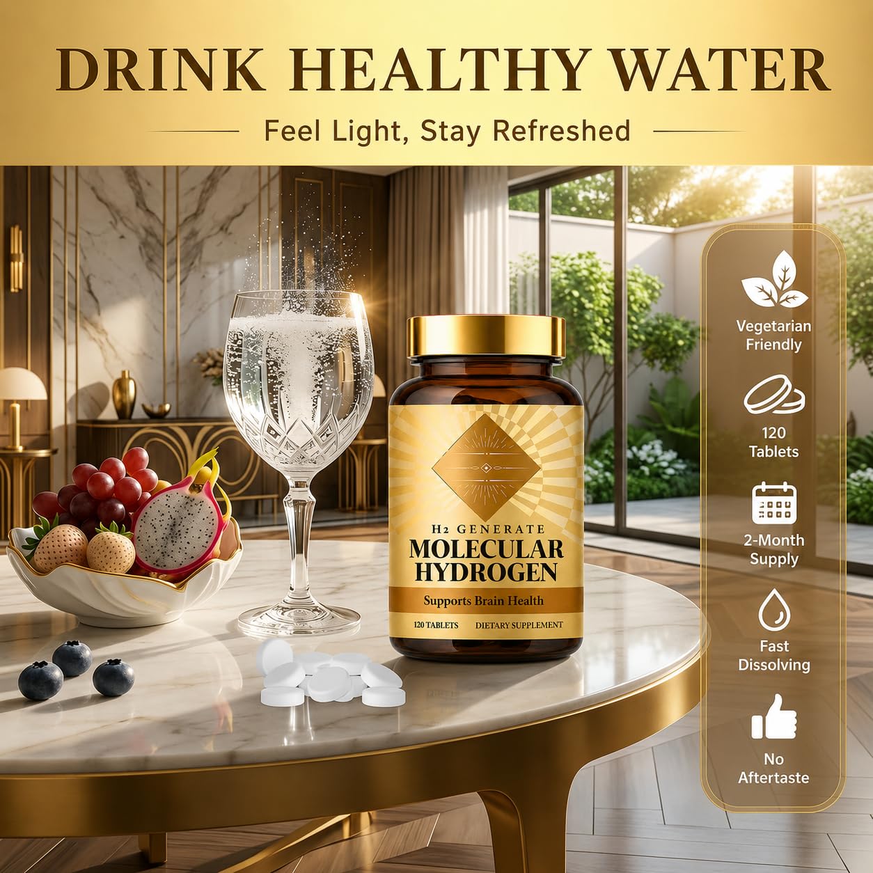 QDXHAYC Molecular Hydrogen Tablets with Magnesium, 360 Tablets