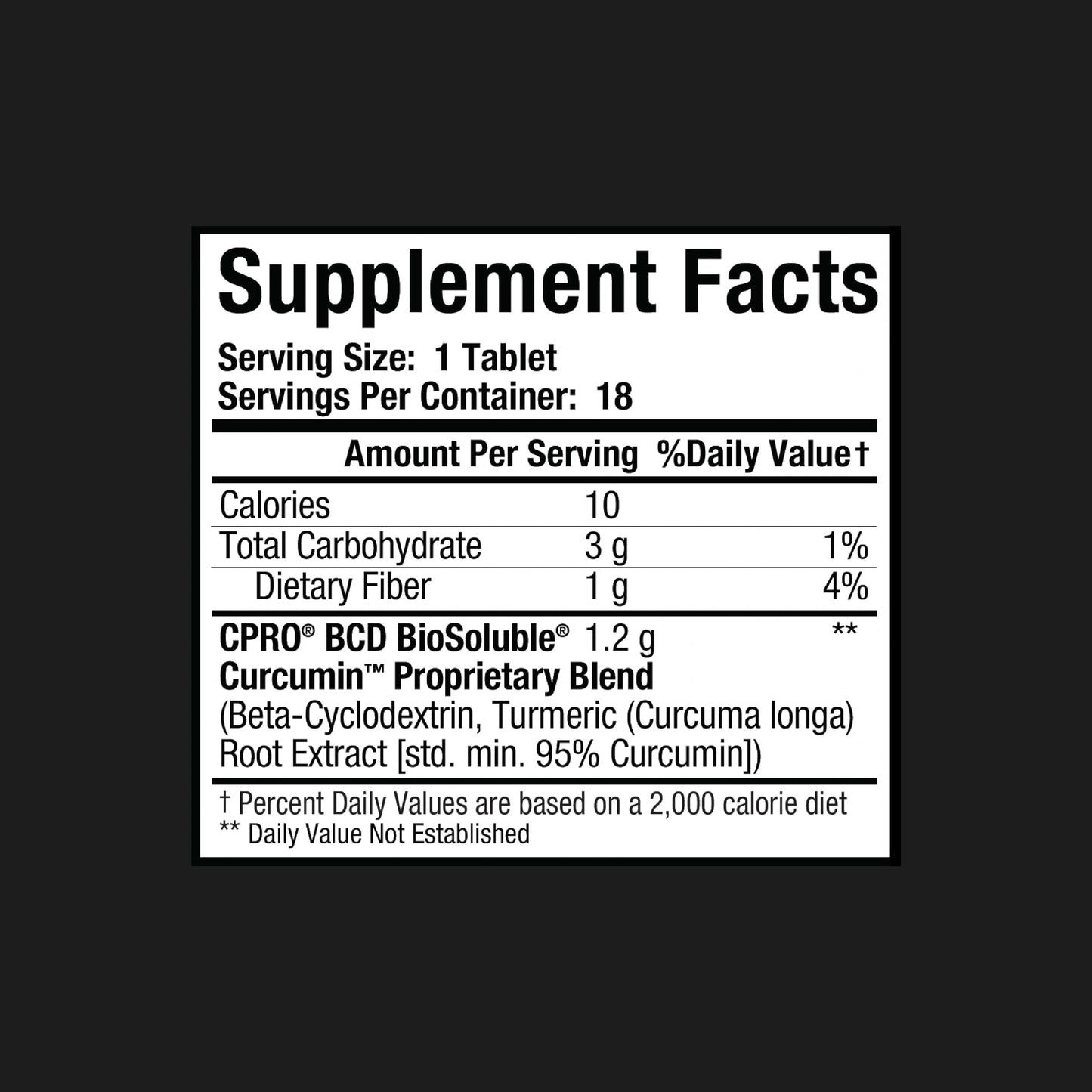 curcuminpro BioSoluble Organic Turmeric Curcumin Tablet 18 Count