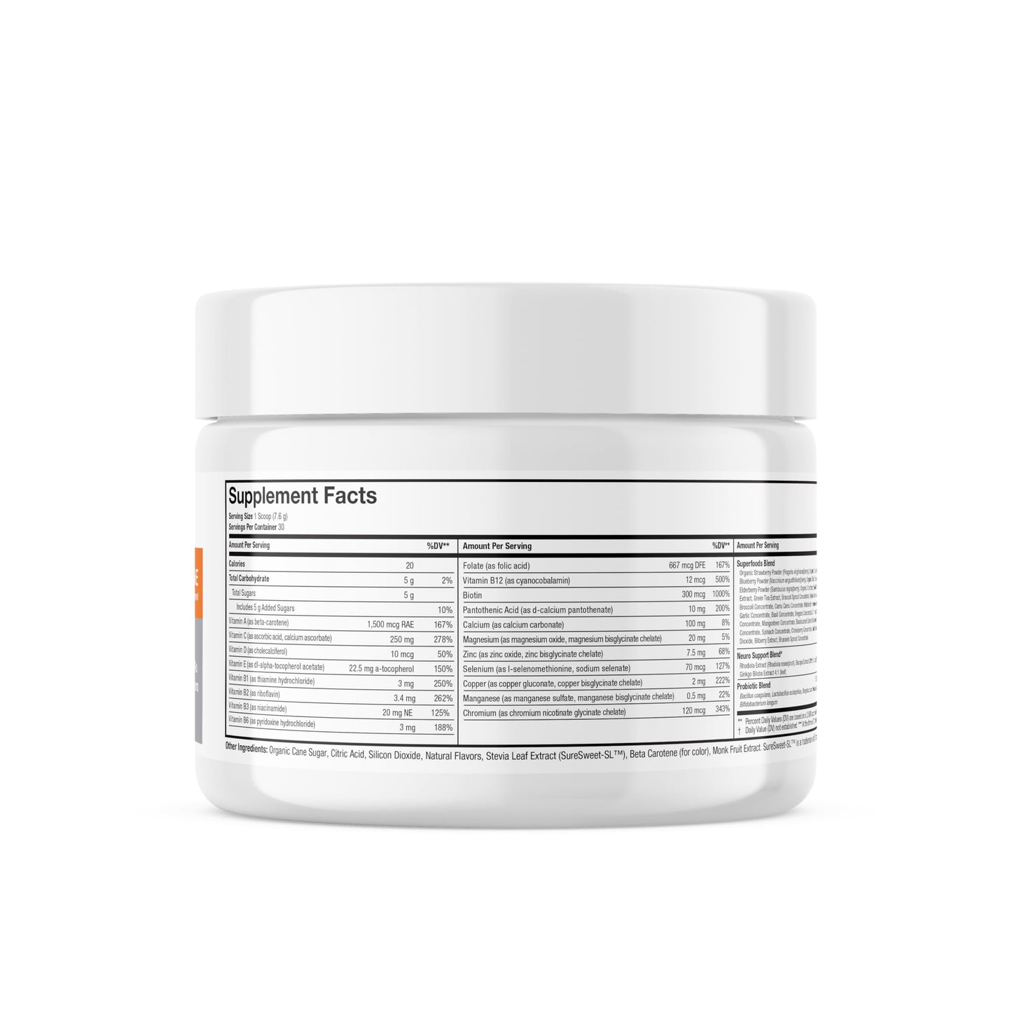 Complete Nutrition Reclaim Multi Pure Mandarin Clementine Immune Support, Vitamin C, Vitamin B Complex, Probiotic, Superfood Powder, Calcium, Magnesium Oxide, 8.36 Ounce