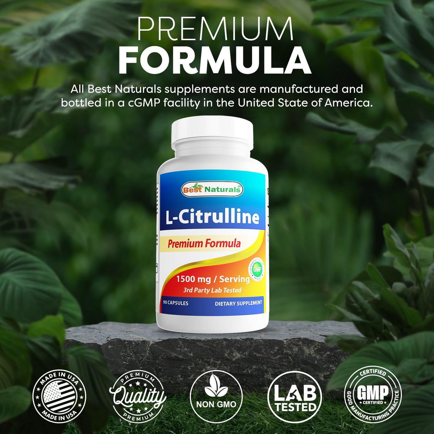 Best Naturals L-Citrulline Capsules, 1500mg per Serving, 180 Capsules