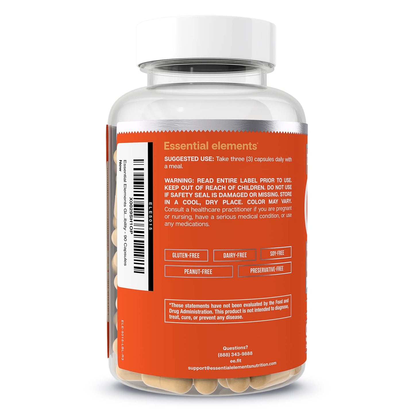 Essential Elements Glucosamine Chondroitin MSM Boswellia Serrata Hyaluronic Acid Joint Support Antioxidant Supplement Capsules, 180 Count