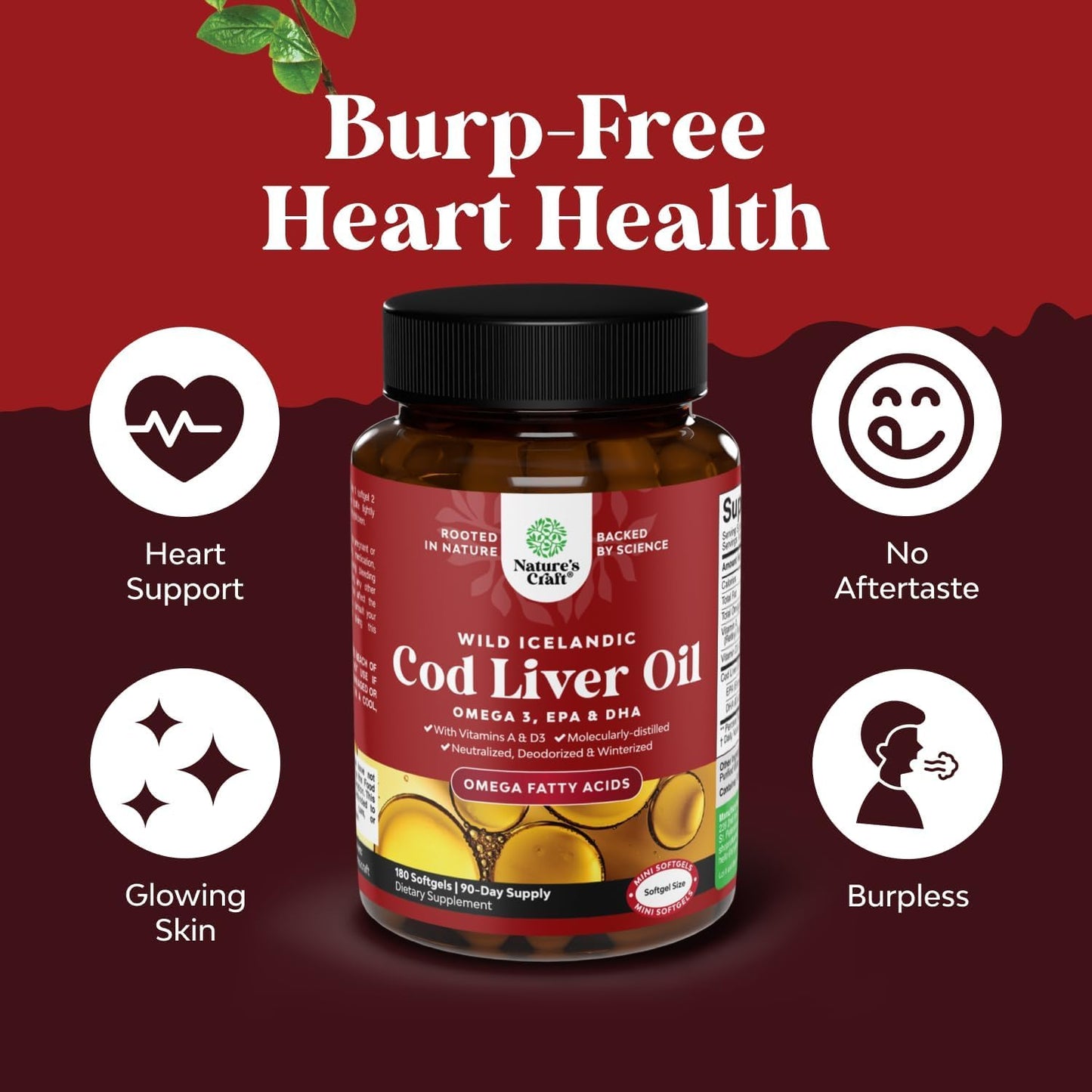 Natures Craft Icelandic Cod Liver Oil Softgels 180 Count