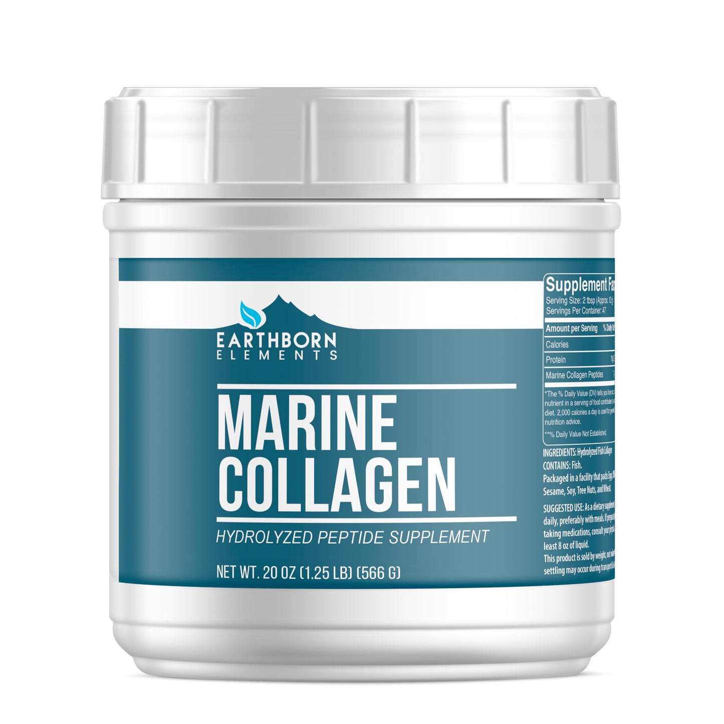 Earthborn Elements Hydrolyzed Marine Collagen Peptides Powder 20