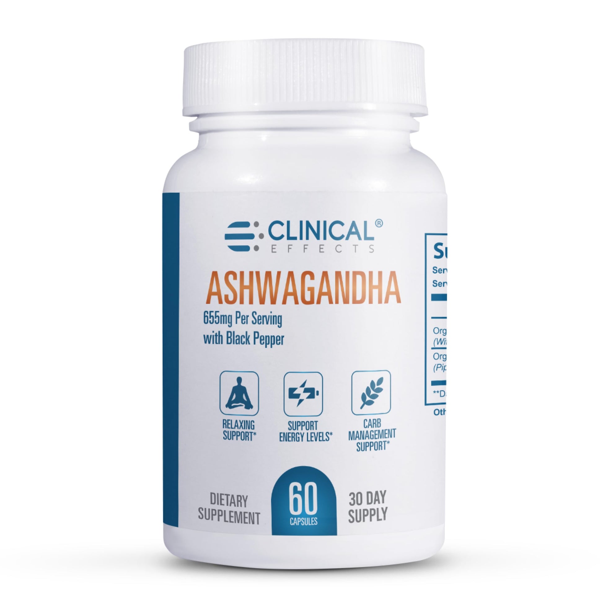 Clinical Effects Ashwagandha with Black Pepper for Stamina and Calm Capsules - 60 Capsules