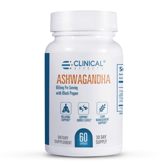 Clinical Effects Ashwagandha with Black Pepper for Stamina and Calm, 60 Capsules