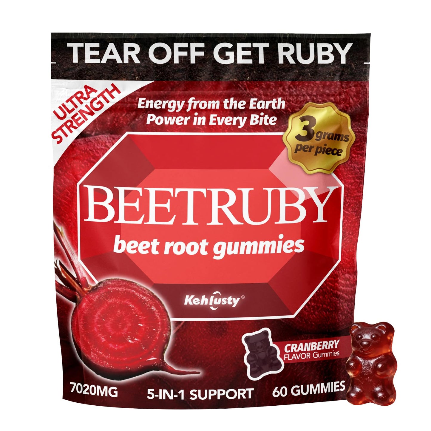 KEHLUSTY Beet Root Gummies 60 Gummies