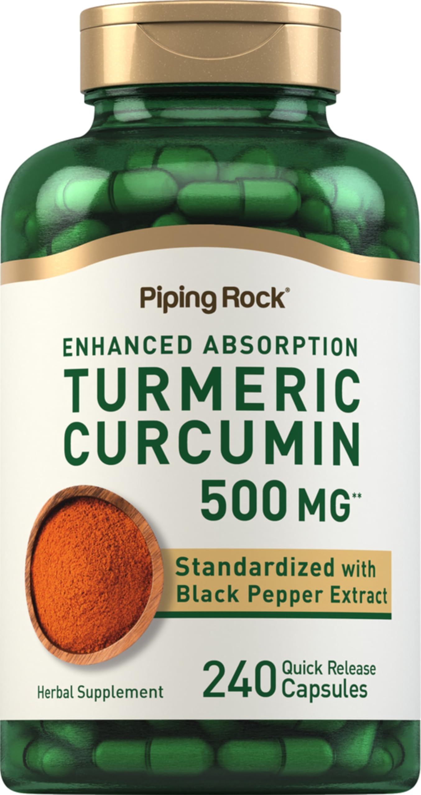Piping Rock Turmeric Curcumin Supplement 240 Capsules