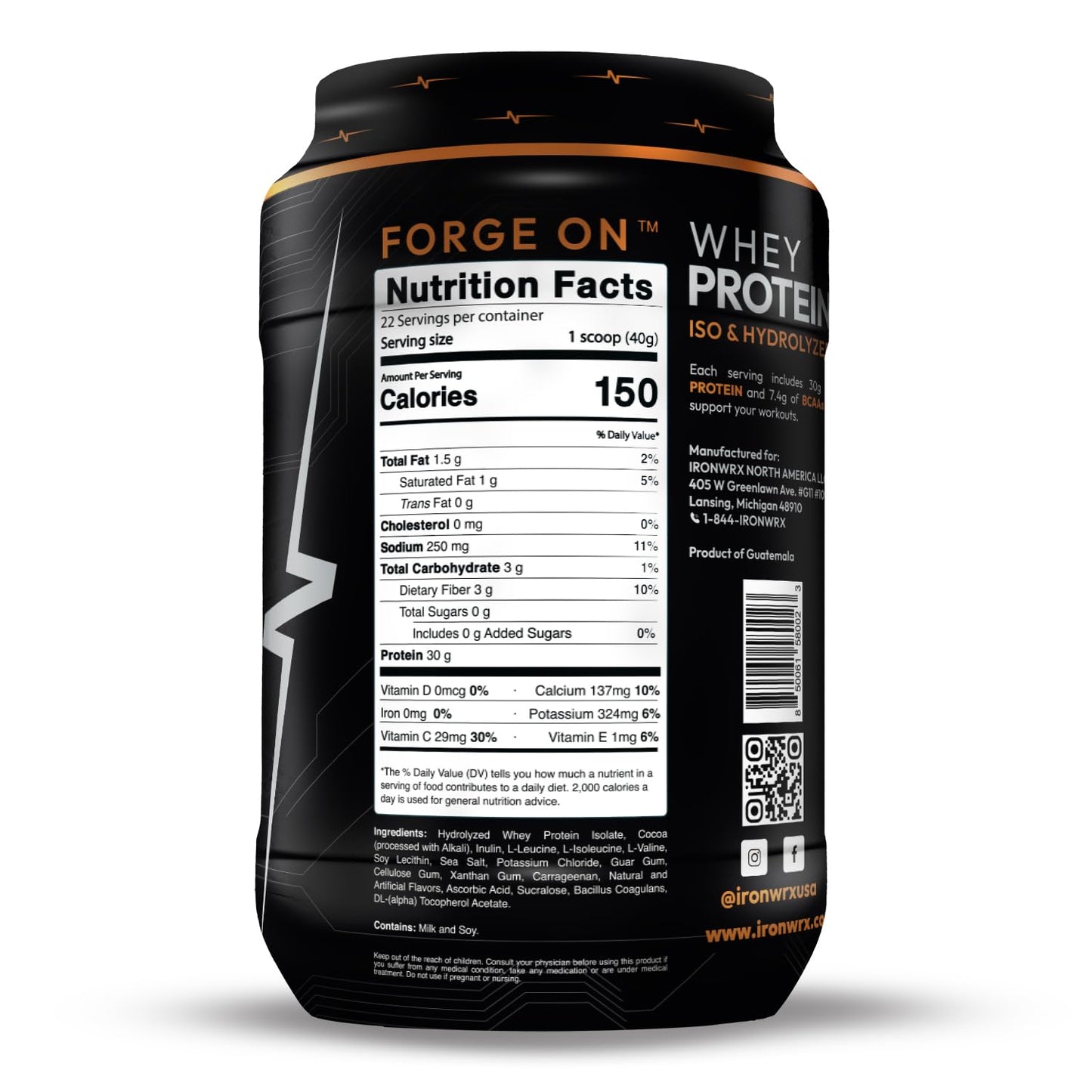 IRONWRX 100% Hydrolyzed Whey Protein Isolate Powder, Chocolate, Informed Sport Certified, Low Carb, Keto Friendly, Fast Absorbing, 31