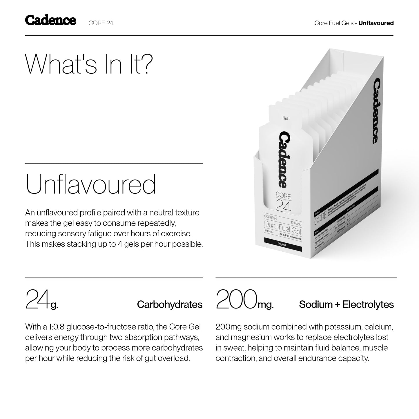 Cadence Core Energy Gels for Running Endurance 18.6
