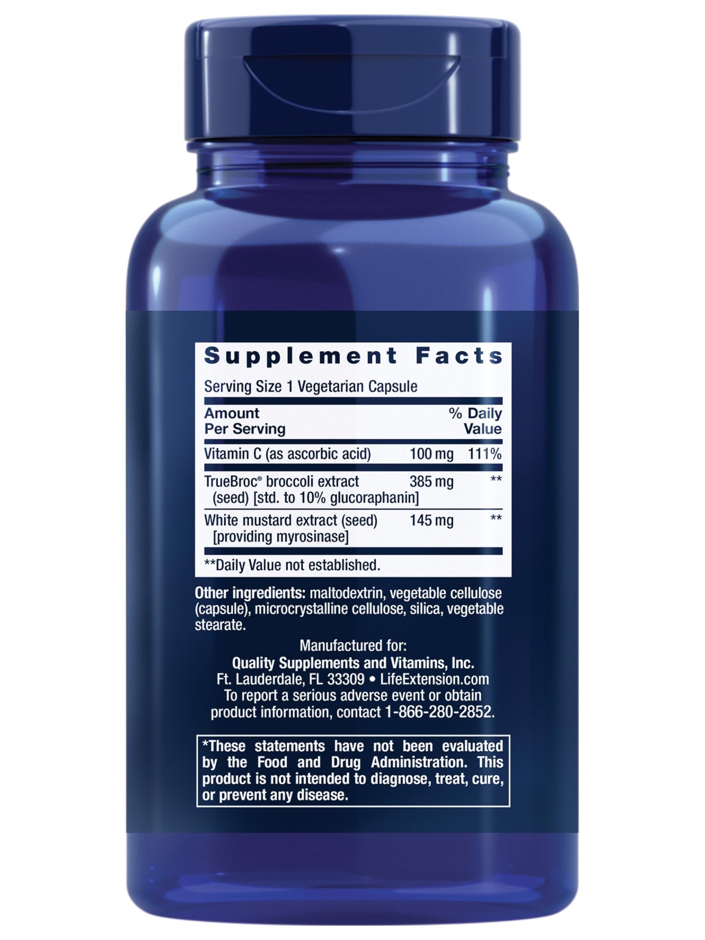 Life Extension Optimized Broccoli with Myrosinase, Liver and Detox Supplement 30 Capsules